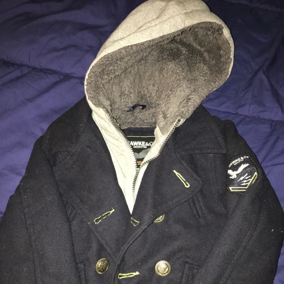 Boys wool blend layered look pea coat - Picture 1 of 5